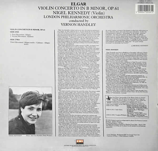 Sir Edward Elgar, Nigel Kennedy, London Philharmonic Orchestra, Vernon Handley : Violin Concerto (LP)