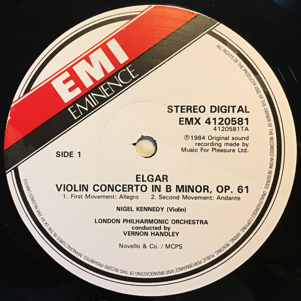 Sir Edward Elgar, Nigel Kennedy, London Philharmonic Orchestra, Vernon Handley : Violin Concerto (LP)