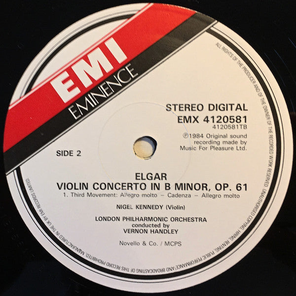 Sir Edward Elgar, Nigel Kennedy, London Philharmonic Orchestra, Vernon Handley : Violin Concerto (LP)