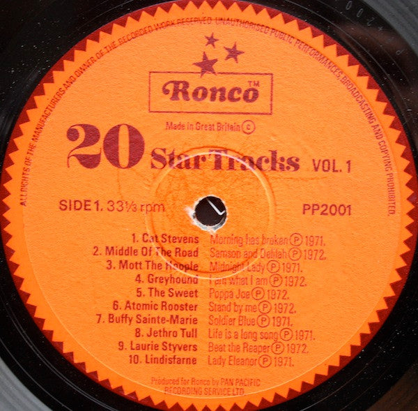 Various : 20 Star Tracks Vol. 1 (LP, Album, Comp, Mono)