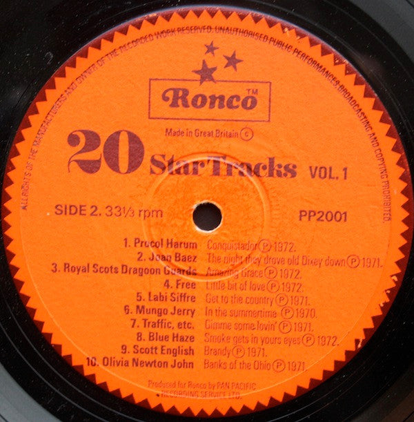 Various : 20 Star Tracks Vol. 1 (LP, Album, Comp, Mono)
