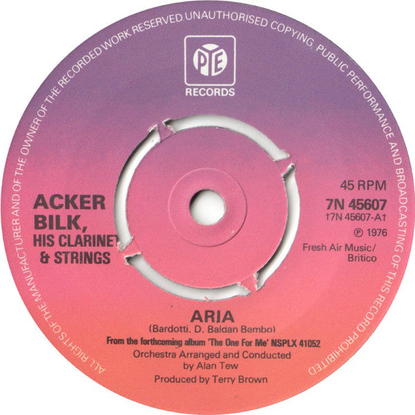 Acker Bilk His Clarinet And Strings : Aria (7", Single, Kno)
