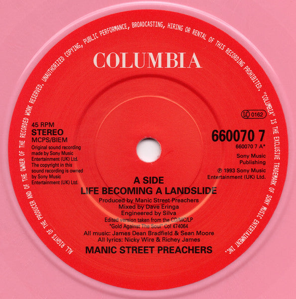 Manic Street Preachers : Life Becoming A Landslide EP (7", EP, Ltd, Pin)