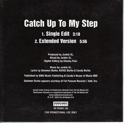 Junkie XL Featuring Solomon Burke : Catch Up To My Step (CD, Single, Promo)