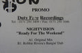 Nightvision : Ready For The Weekend (12", Promo, W/Lbl)