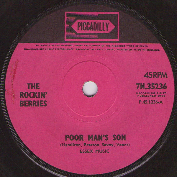 The Rockin' Berries : Poor Man's Son (7")