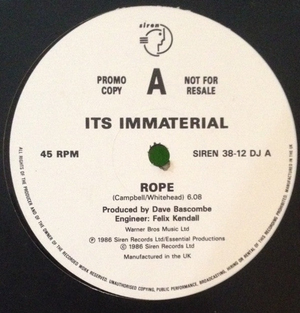 It's Immaterial : Rope (12", Promo)