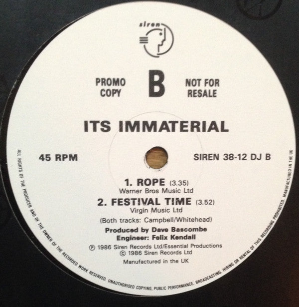 It's Immaterial : Rope (12", Promo)