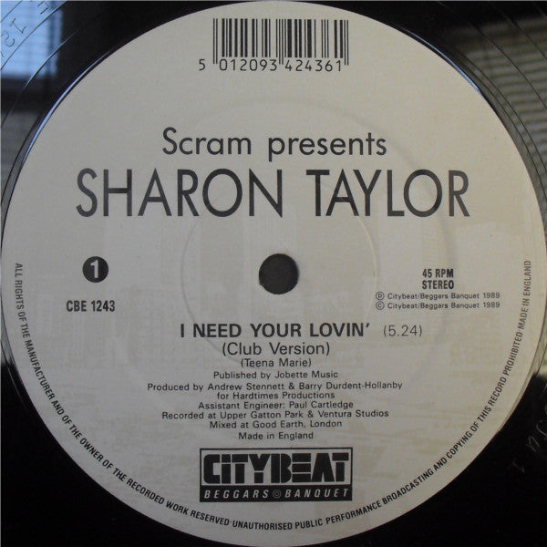 Sharon Taylor : I Need Your Lovin' (12")