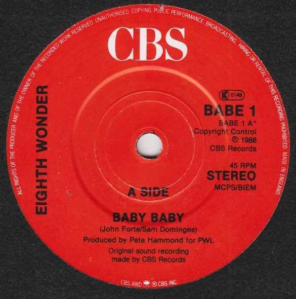 Eighth Wonder : Baby Baby (7", Single)