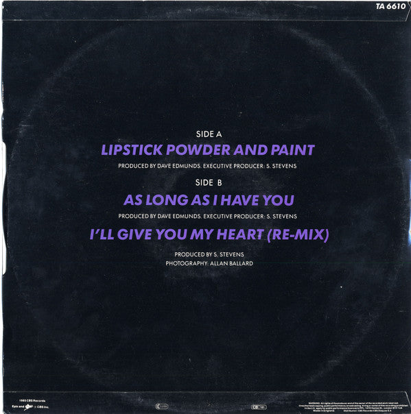 Shakin' Stevens : Lipstick Powder And Paint (12", Single)