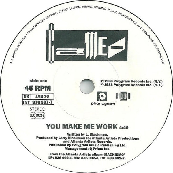 Cameo : You Make Me Work (7", Single)