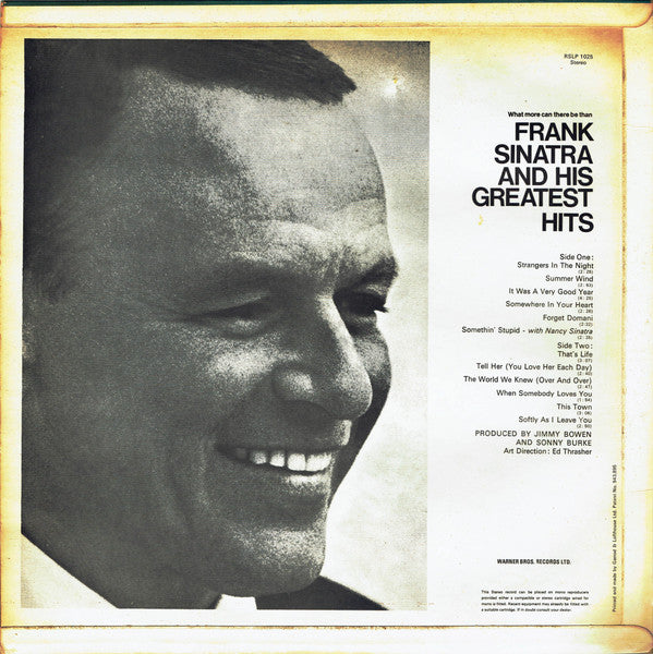 Frank Sinatra : Frank Sinatra's Greatest Hits! (LP, Comp)