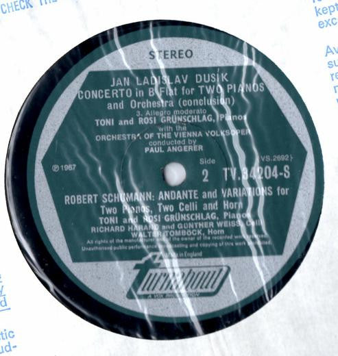 Jan Ladislav Dusík / Robert Schumann, Toni Grünschlag And Rosi Grünschlag : Concerto In B Flat For 2 Pianos & Orchestra / Andante & Variations For 2 Pianos, 2 Cellos (LP)