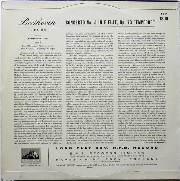 Ludwig van Beethoven, Solomon (6) With The Philharmonia Orchestra Conducted By Herbert Menges : The Emperor Concerto (LP, Mono, RE)