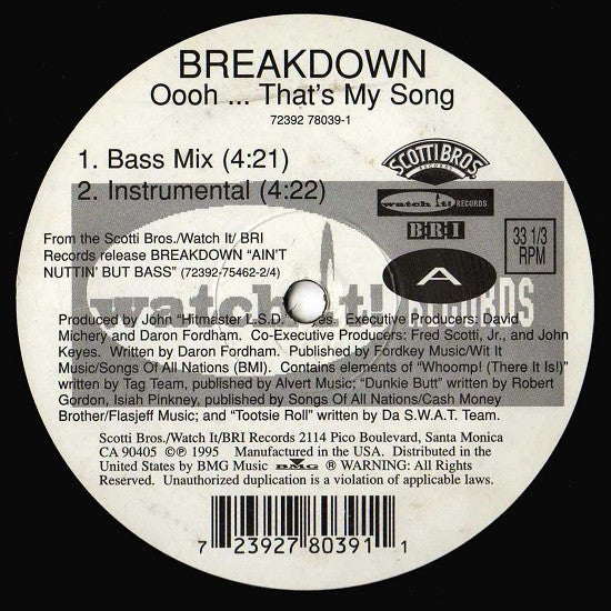 Breakdown (5) : Oooh...That's My Song (12")