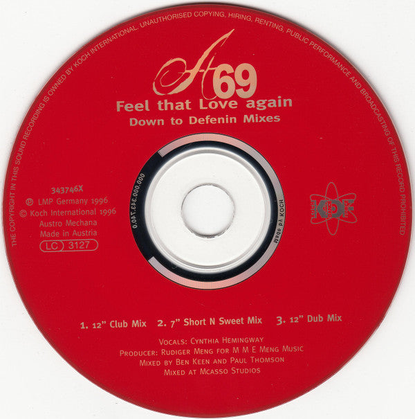 A69 : Feel That Love Again (Down To Defenin Mixes) (CD, Maxi)