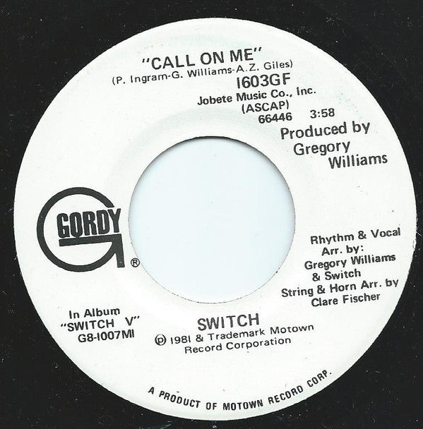 Switch (6) : Call On Me  (7", Single, Promo)