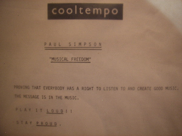 Paul Simpson : Musical Freedom (12", Promo)