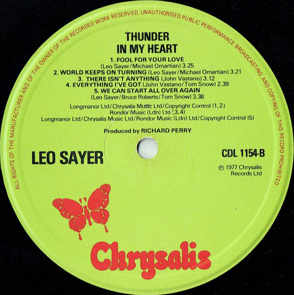Leo Sayer : Thunder In My Heart (LP, Album)