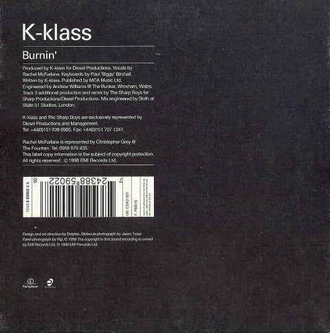 K-klass : Burnin' (CD, Single, Car)