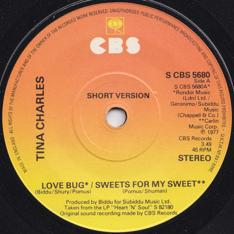 Tina Charles : Love Bug / Sweets For My Sweet (7", Single)