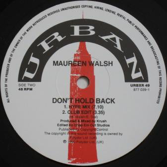 Maureen Walsh : Don't Hold Back (Remix) (12")