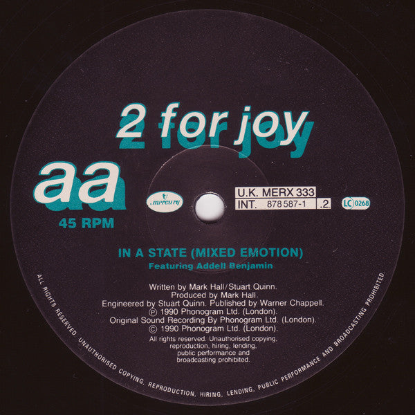 2 For Joy : In A State (12")