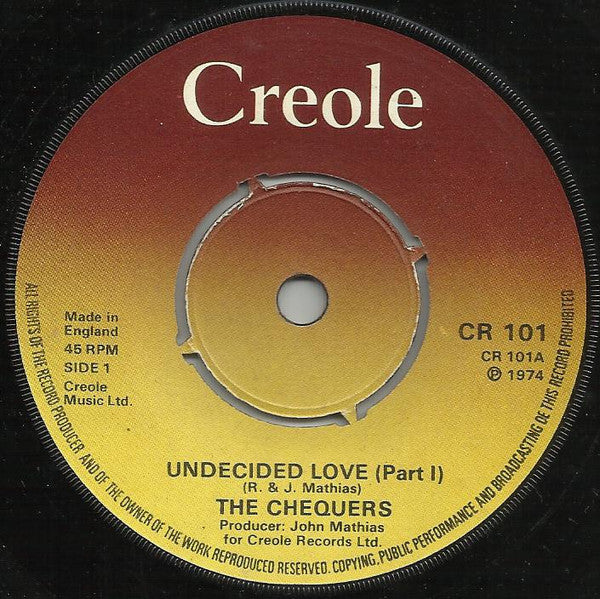 The Chequers : Undecided Love (7", Single)