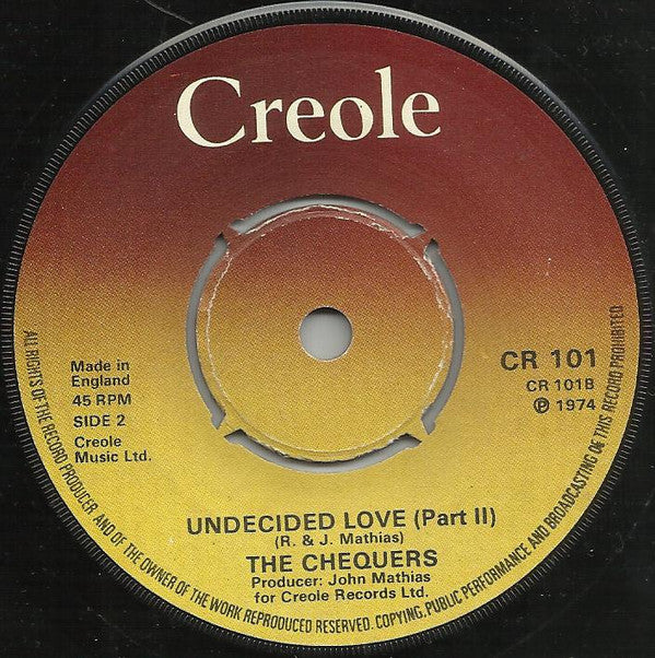 The Chequers : Undecided Love (7", Single)