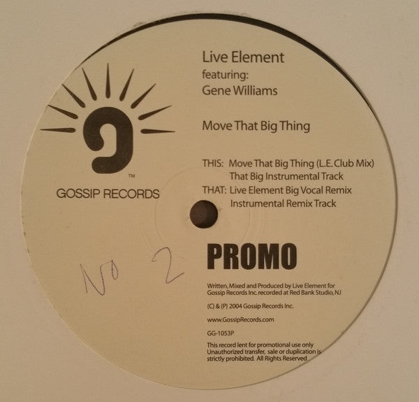 Live Element : Move That Big Thing (12", Promo)