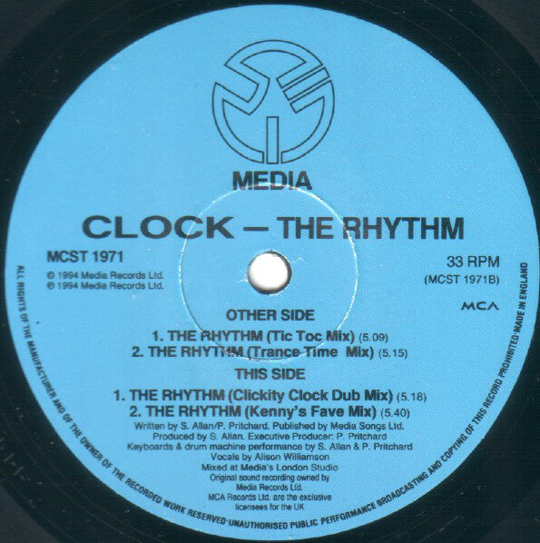 Clock : The Rhythm (12", Single, 1/2)