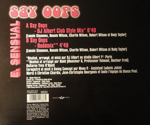 E-Sensual : Say Oops (Remixes) (12")