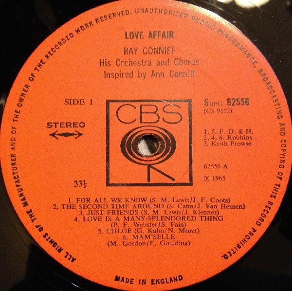 Ray Conniff And The Singers : Love Affair (LP, Album)