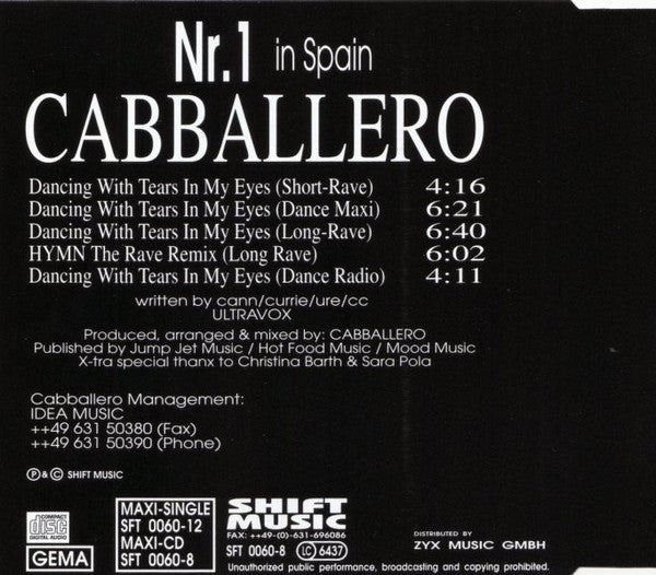 Cabballero : Dancing With Tears In My Eyes (CD, Maxi)