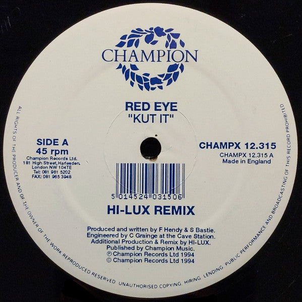 Red Eye (2) : Kut It (Remixes) (12", Single)