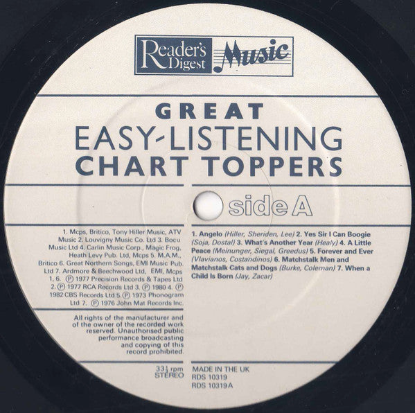 Various : Great Easy Listening Chart Toppers (LP, Comp)