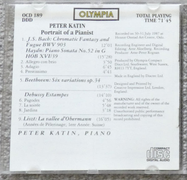 Peter Katin : Portrait of a Pianist (CD)