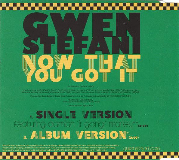 Gwen Stefani : Now That You Got It (CD, Single, Promo)