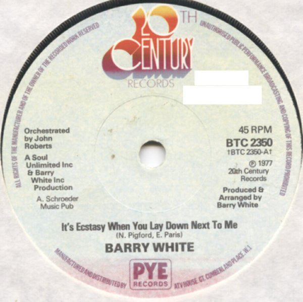 Barry White : It's Ecstasy When You Lay Down Next To Me (7", Single)