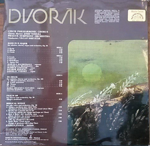 Antonín Dvořák, Czech Philharmonic Chorus, Josef Veselka, The Prague Symphony Orchestra, Václav Smetáček : Mass In D Major / Te Deum / Psalm 149 / Biblical Songs Nos. 1.5 (2xLP, RP)