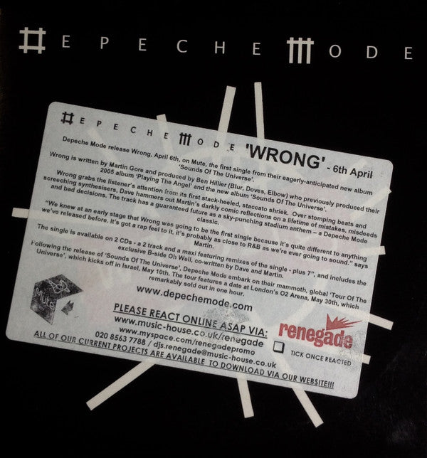 Depeche Mode : Wrong (CD, Single, Promo)