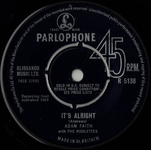 Adam Faith With The Roulettes : It's Alright (7", Single)