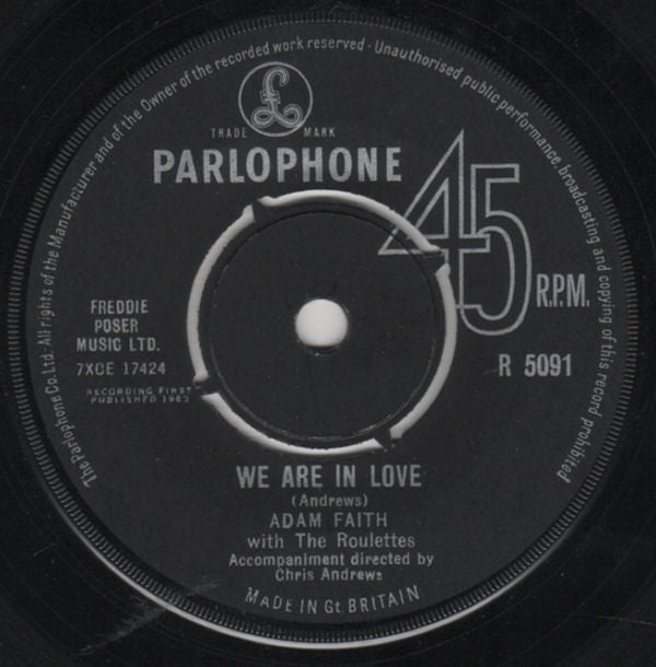 Adam Faith With The Roulettes : We Are In Love (7", Single)