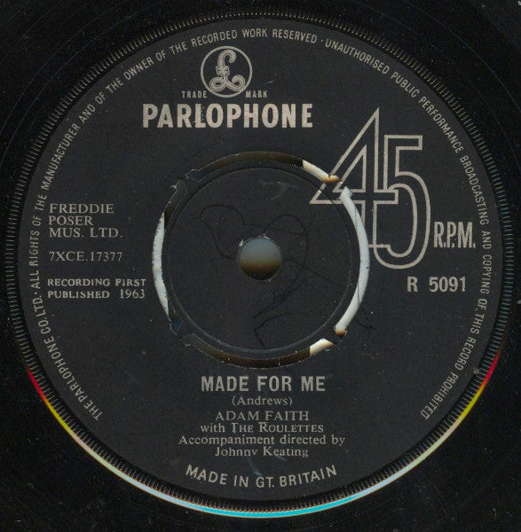 Adam Faith With The Roulettes : We Are In Love (7", Single)