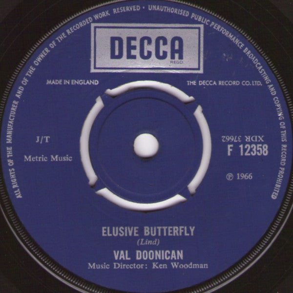 Val Doonican : Elusive Butterfly (7", Single, RP, Box)