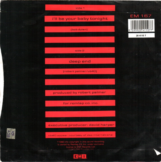 Robert Palmer And UB40 : I'll Be Your Baby Tonight (7", Single, Inj)