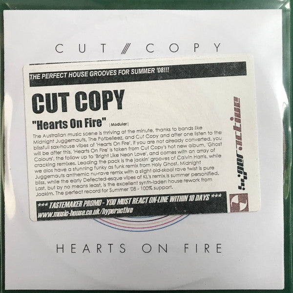 Cut Copy : Hearts On Fire (CDr, Single, Promo)