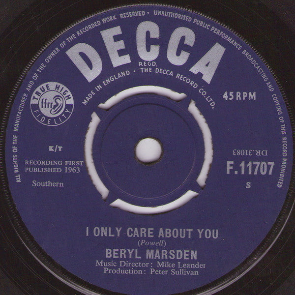 Beryl Marsden : I Only Care About You (7", Single)