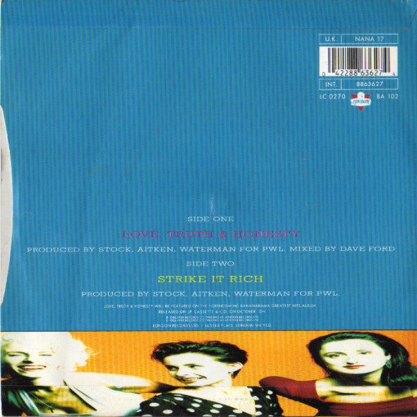 Bananarama : Love, Truth & Honesty (7", Single, Whi)